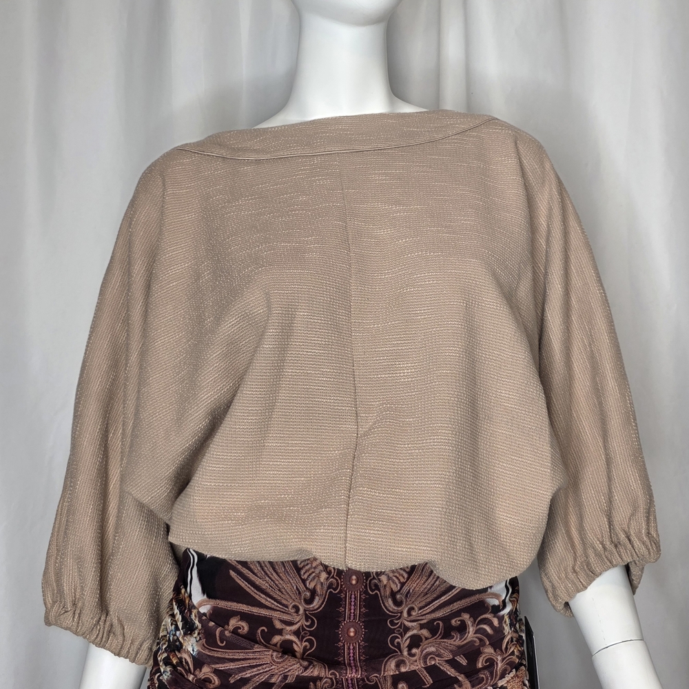 Anthropologie Beige Boatneck Textured Pullover